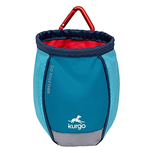 Kurgo Dog Training Treat Pouch Bag, Treat Bags for Dogs, Portable Pet Pocket Waist Clip Bag, Reflective Snack Bag for Pets, Includes Clip & Carabiner, Go Stuff-It Bag, Coastal Blue