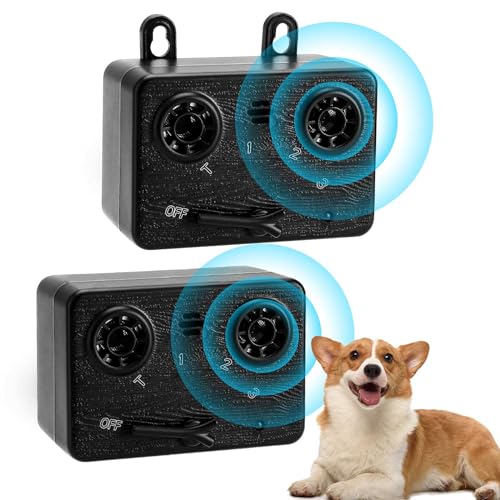 WLCelite 2 Pack Anti Barking Devices for Dogs, 50FT Ultrasonic Dog Barking Control Devices, 4 Level Sonic Bark Deterrent Bark Box Dog Barking Deterrent Devices for Indoor & Outdoor Use