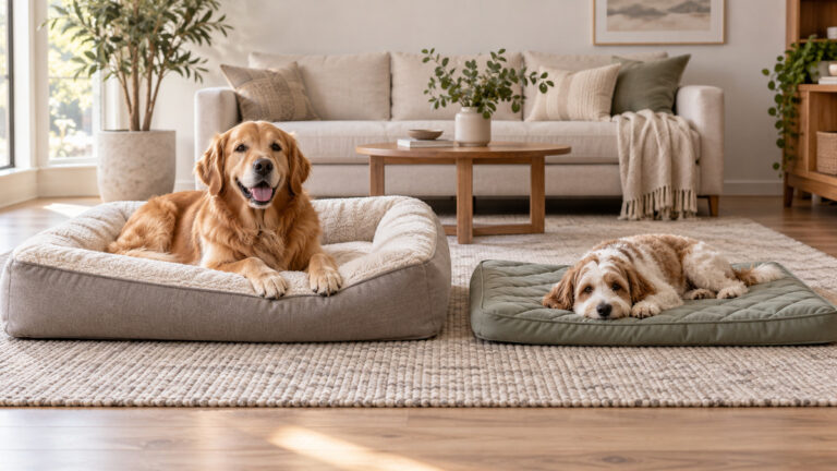 A clean editorial comparison scene showing generic bed mats verzey and exsnugy options side by side.