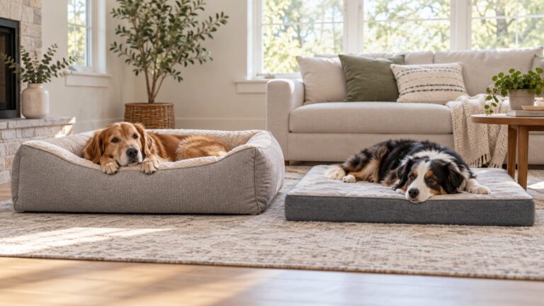 Side-by-side view of the EHEYCIGA and KSIIA beds products on a neutral background, emphasizing visible differences in size and configuration.