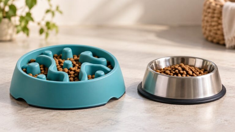 Side-by-side view of the Outward Hound and XiaZ bowls & dishes products on a neutral background, emphasizing visible differences in size and configuration.