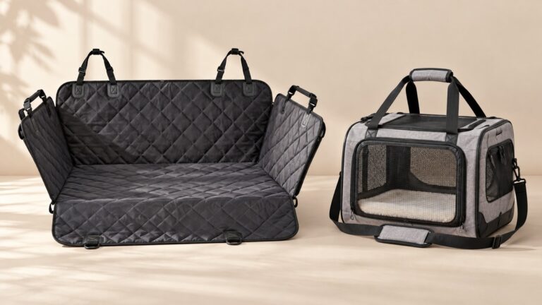 Editorial comparison scene for carriers travel products urpower versus amazon basics.