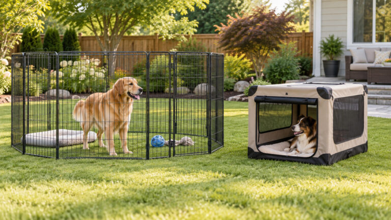 Side-by-side view of the FXW and Explore Land crates, houses & pens products on a neutral background, emphasizing visible differences in size and configuration.