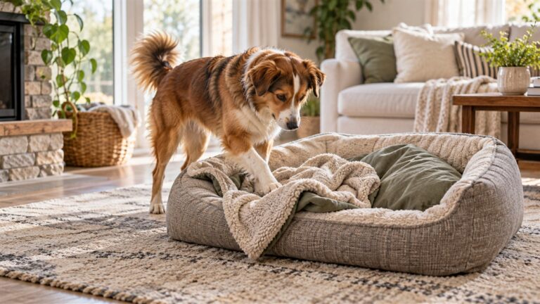 Dog keeps digging at bed