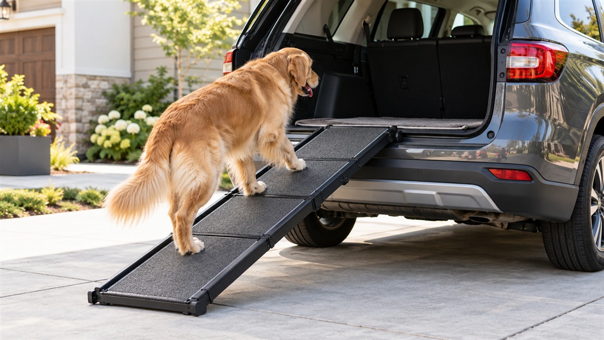 Dog ramp for back door